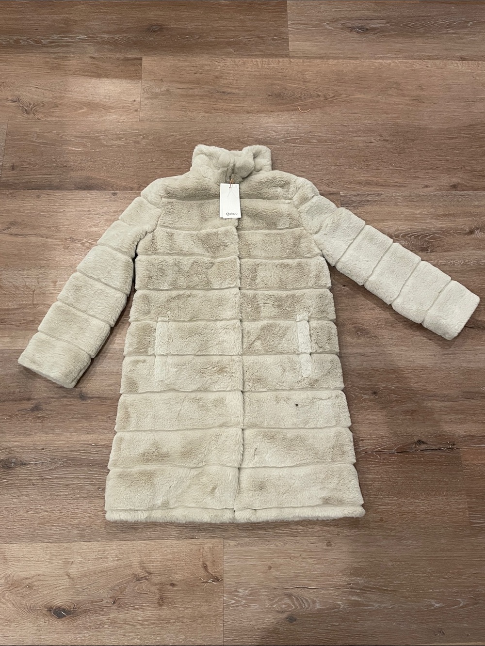Quince Light Beige Teddy Faux Fur Coat
